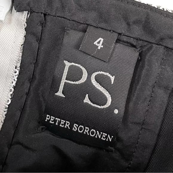 Peter Soronen Sequined Strapless Sheath Cocktail Mini Dress White Black Size 4 - Picture 7 of 8